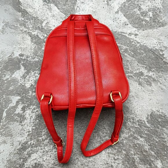 Red Quilted Leatherette Mini Backpack Purse - Picture 2 of 4